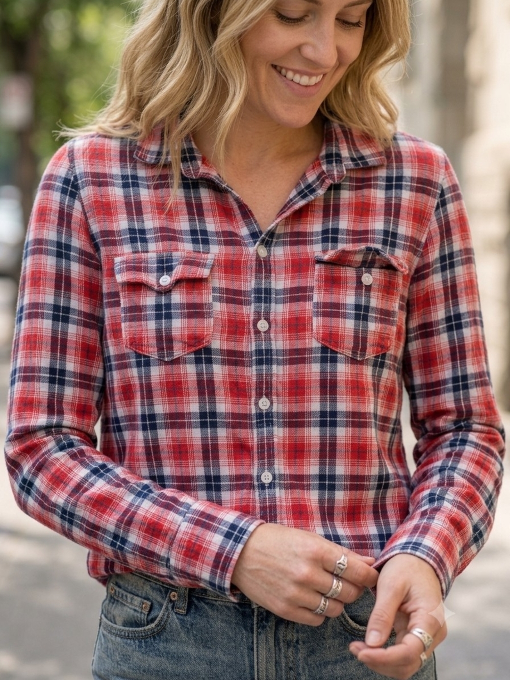 TNA Aritzia Plaid Flannel Shirt Grunge 90s Downtown Girl Indie Sleaze Top